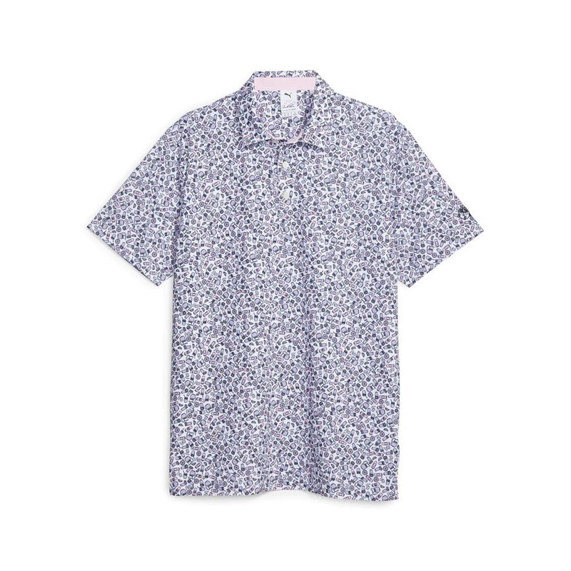 Puma AP Mixer Golf Polo|White Glow Pale Pink|Small|Medium|Large|X-Large|XX-Large|XXX-Large