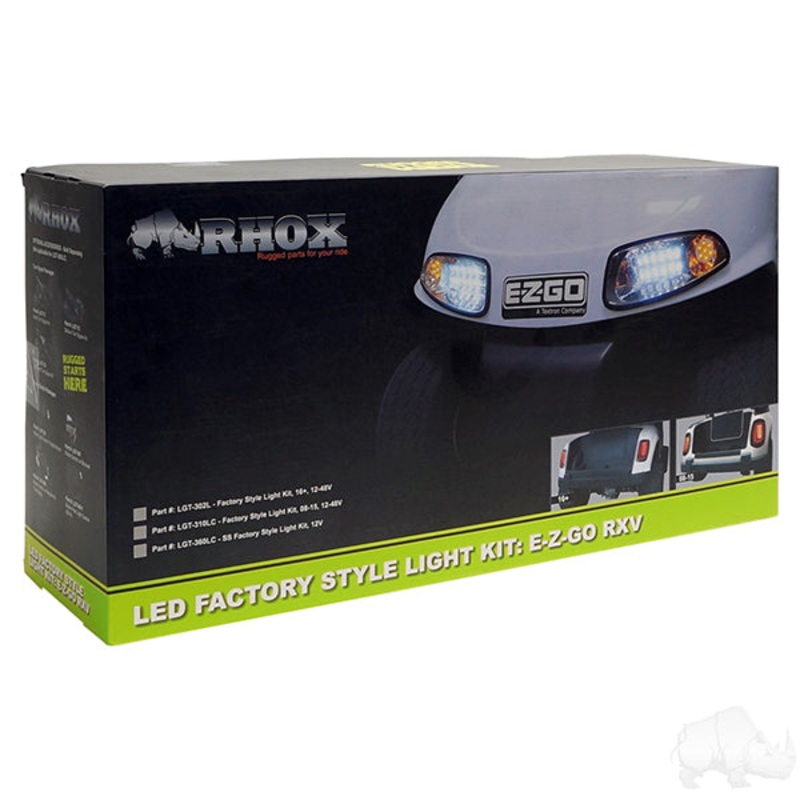 RHOX LED Clear Factory Style Light Kit w/ Plug and Play Harness, E-Z-Go RXV 08-15, 12-48V