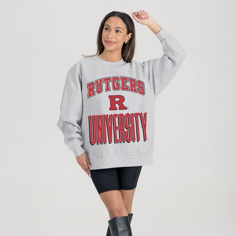 RUTGERS SCARLET KNIGHTS FIERCE FOCUS PREMIUM FLEECE DROP SHOULDER CREWNECK PULLOVER
