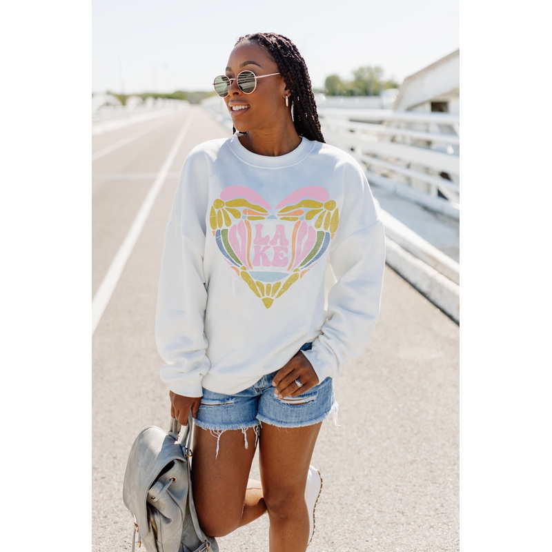 STAY CALM AND LAKE ON DROP SHOULDER CREWNECK SWEATSHIRT