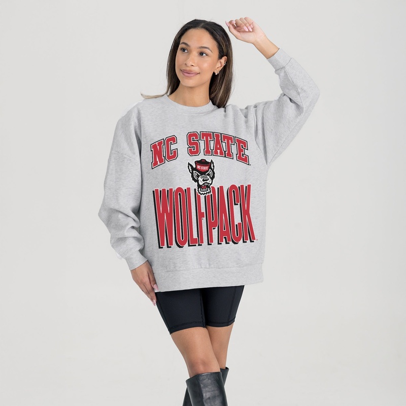 NORTH CAROLINA STATE WOLFPACK FIERCE FOCUS PREMIUM FLEECE DROP SHOULDER CREWNECK PULLOVER