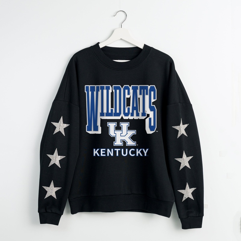 KENTUCKY WILDCATS PURE VICTORY EMBELLISHED STAR SLEEVE CREWNECK PULLOVER