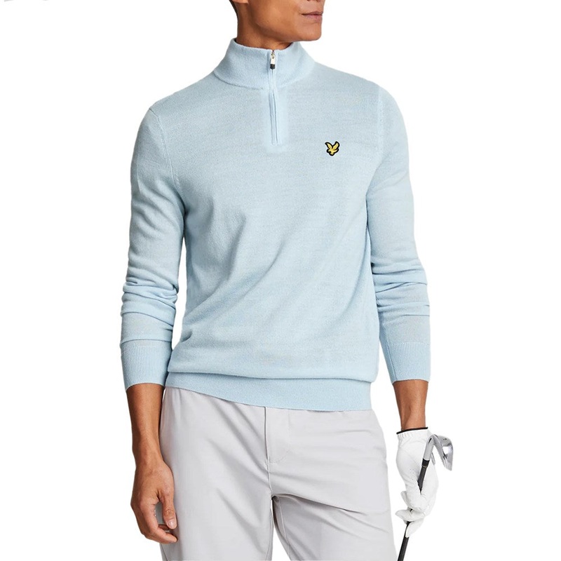 Lyle & Scott Merino Blend 1/4 Zip Knit – Club Blue