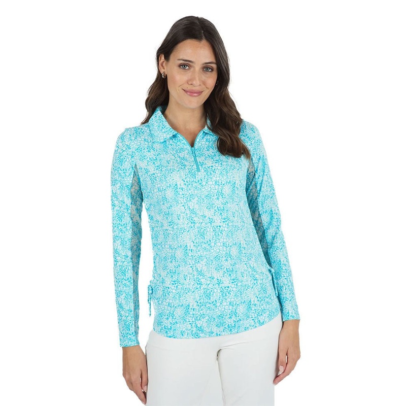 IBKUL Abstract Skin Print Long Sleeve Zip Polo