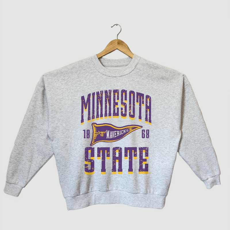 MINNESOTA STATE MANKATO MAVERICKS PENNANT PRIDE PREMIUM FLEECE DROP SHOULDER CREWNECK PULLOVER