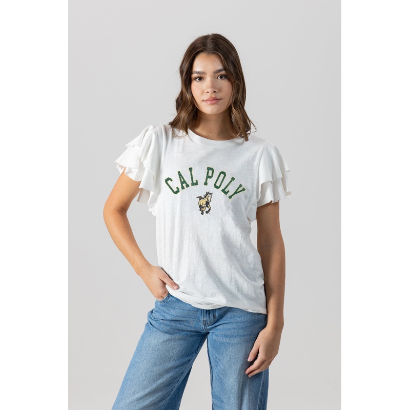 CAL POLY MUSTANGS All In To Win Flutter Crewneck Top