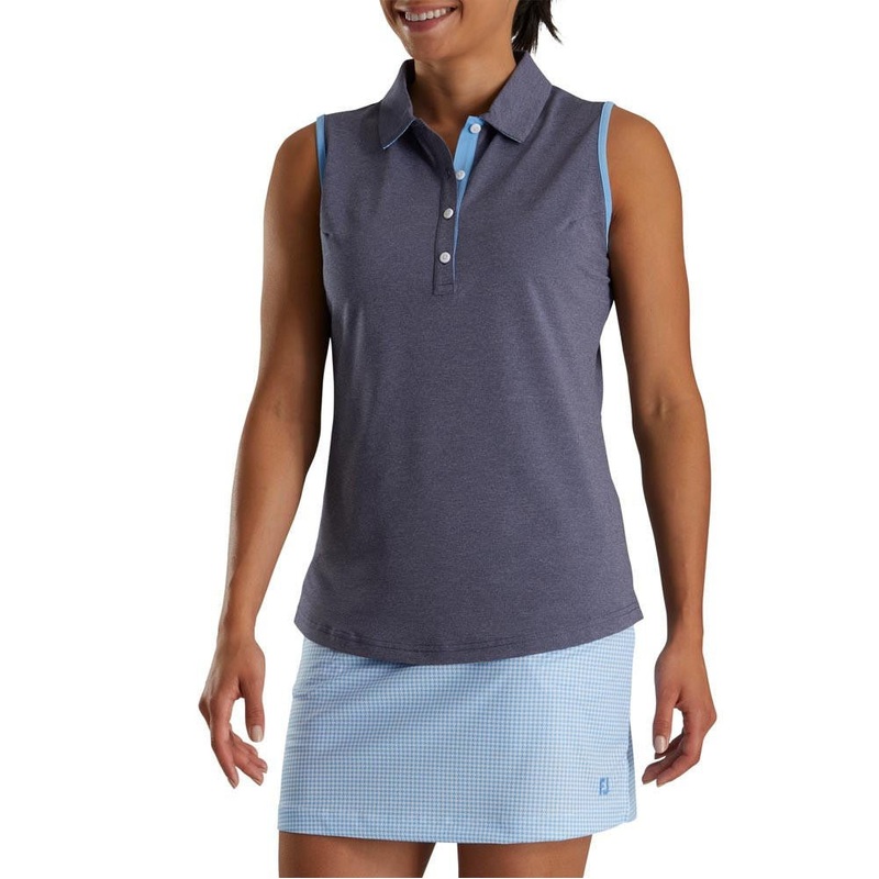 FootJoy Women’s Pique Houndstooth Trim Sleeveless Golf Polo