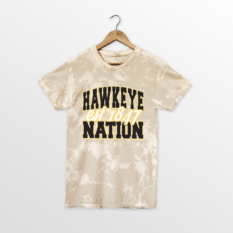 IOWA HAWKEYES DEEP ROOTS BLEACH WASH TEE